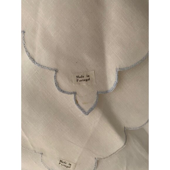 6 Ivory/Taupe Hand Embroidered MADEIRA Cutwork Linen Napkins NOS w Stickers - Picture 4 of 10
